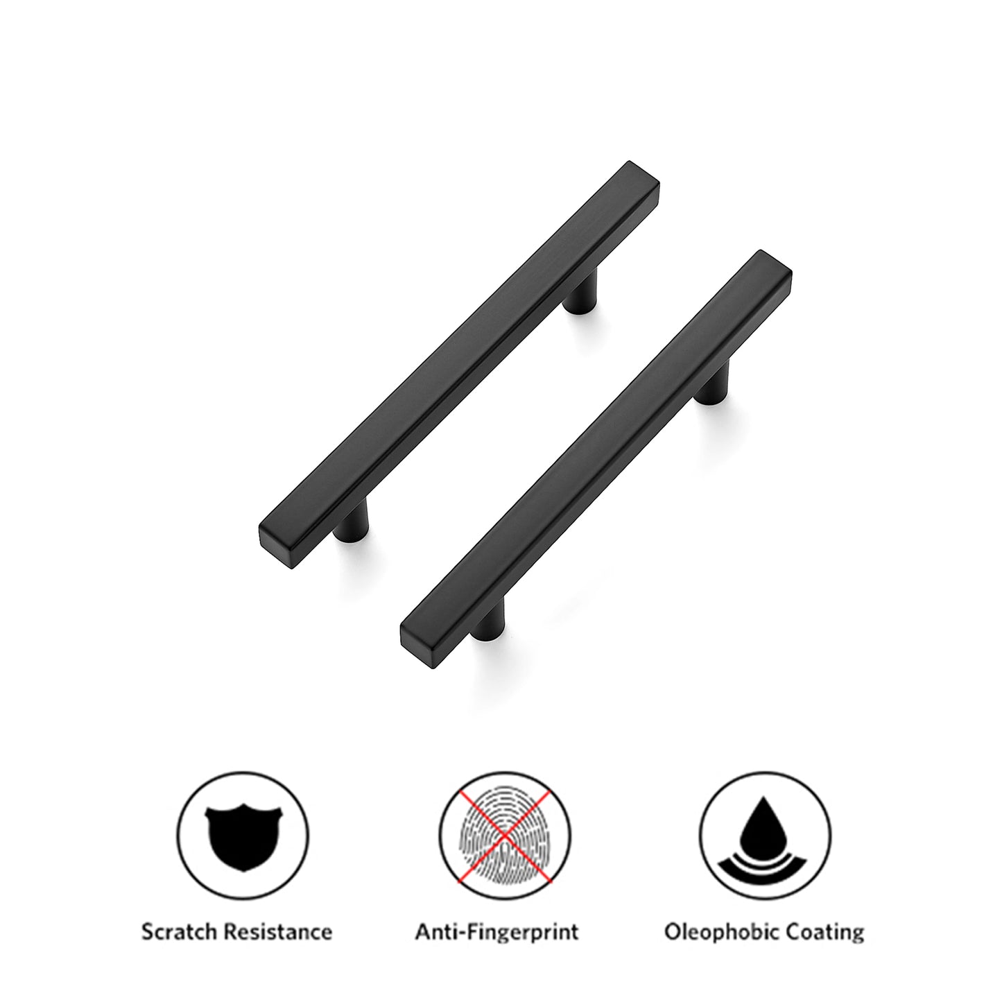 Ravinte 6'' Square Cabinet Pulls Matte Black Stainless Steel Kitchen Drawer Pulls Cabinet Handles 6”Length, 3-3/4” Hole Center…