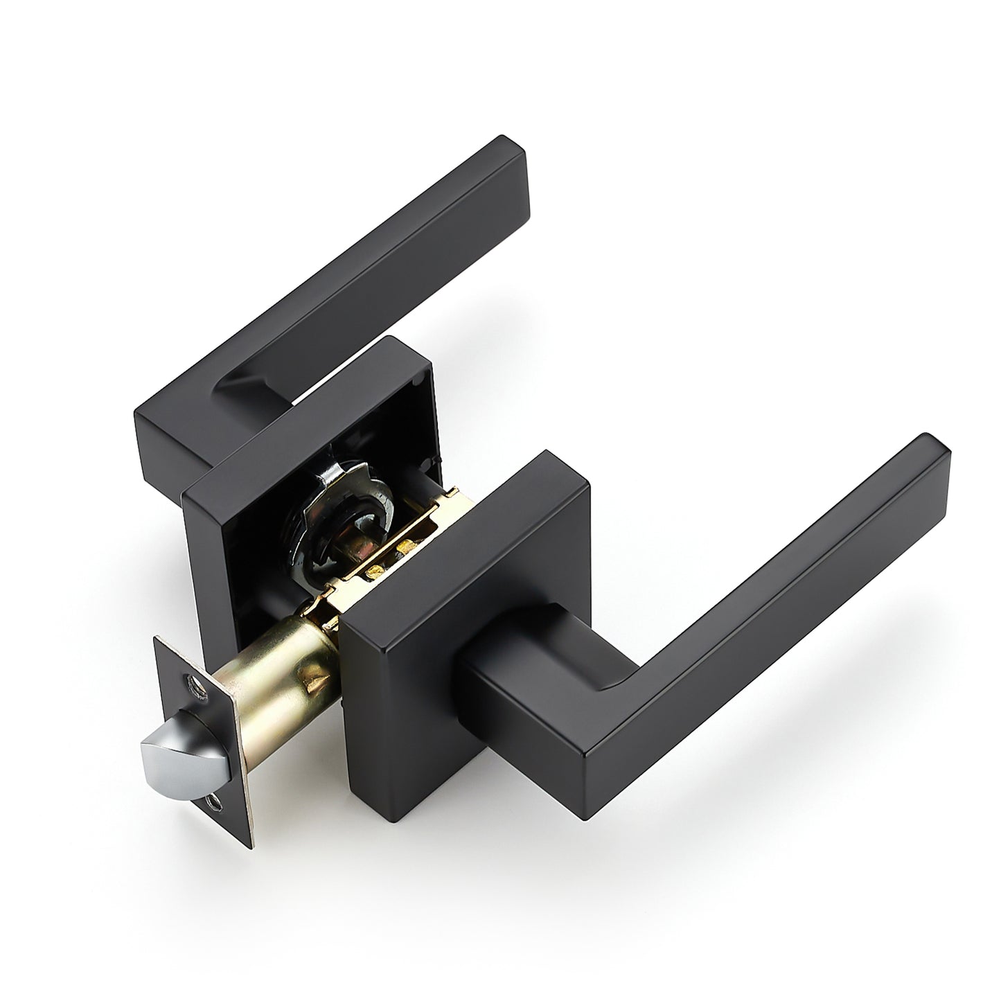 Ravinte Heavy Duty Door Lever Door Lock Square Lever Door Handles Right Left Handing Lever Set Matte Black Finish Passage Door Levers Dummy Door Lever Set Interior Keyless Non-Locking Levers
