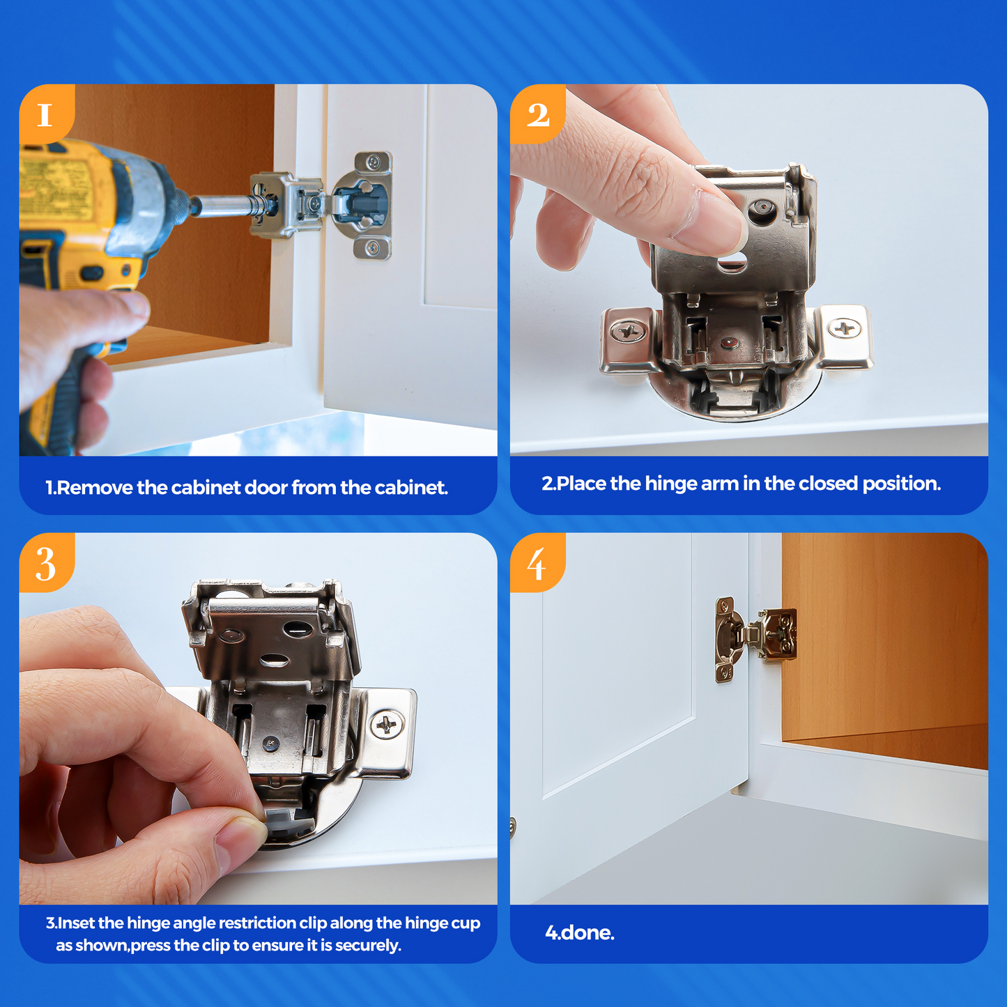 86 Degree Angle Restriction Hinge Clip for Ravinte Compact Soft Close Cabinet Door Hinges…