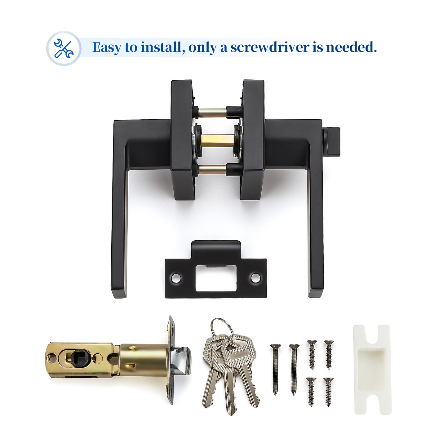 Ravinte Heavy Duty Door Lever Door Lock Square Door Handles Right Left Handing Lever Set Matte Black Finish Entry Door Levers Front and Exterior Door Handle Set (Not Keyed Alike)