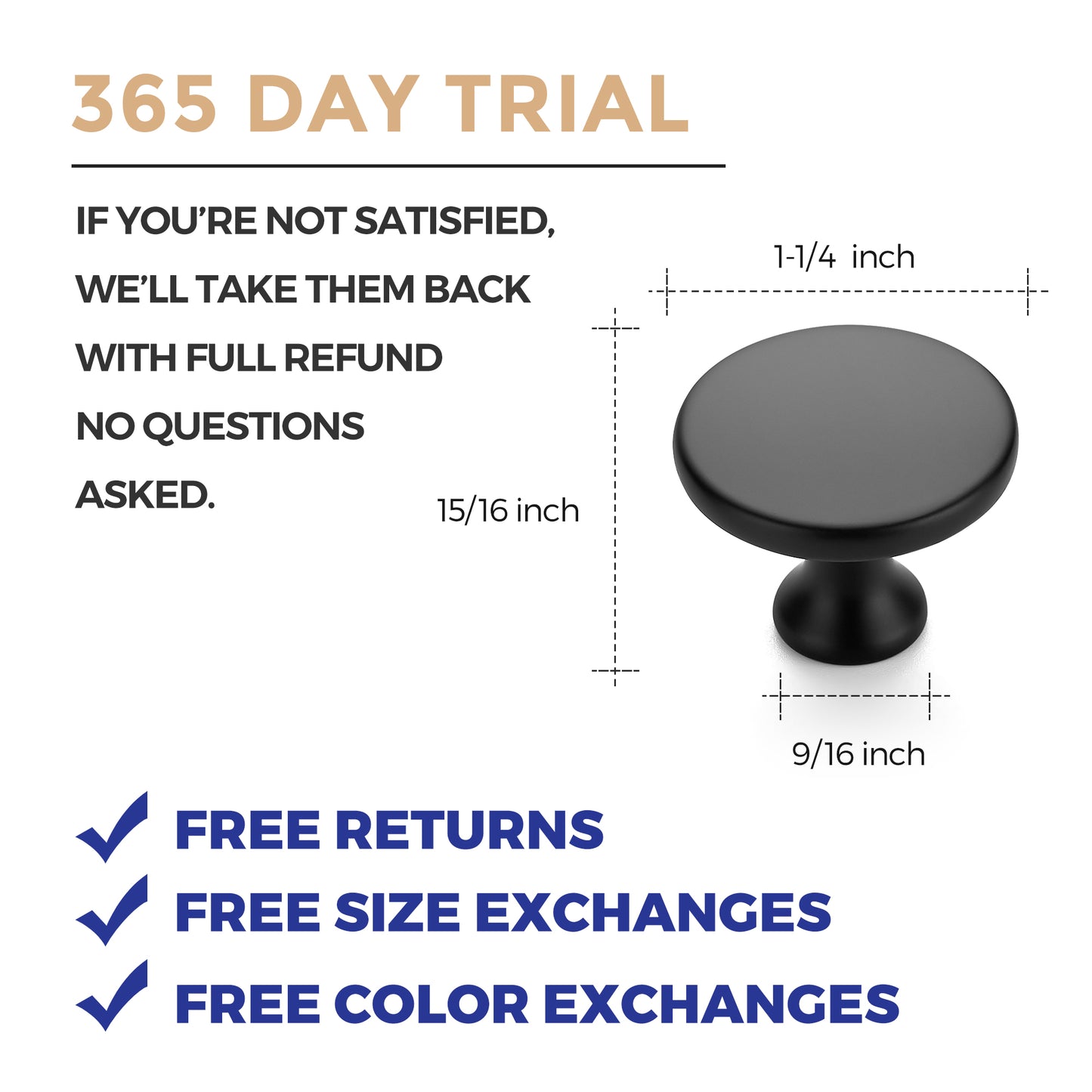 Ravinte 1-1/4 Inch Round Kitchen Cabinet Knobs,Zinc Solid Drawer Pulls, Cabinet Handles for Cupboard, Dresser, Closet and Bathroom, Modern Cabinet Hardware for Cabinets