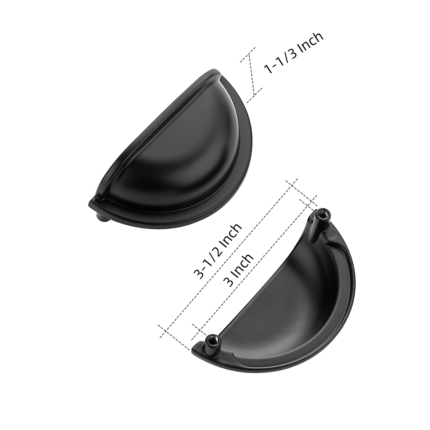 Ravinte 3" Drawer Pulls Flat Black Cabinet Cup Pulls Kitchen Hardware Cabinet Handles Matte Black Drawer Handles Knobs 3 inch Hole Center