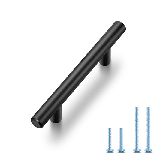 12 Pack | 5'' Cabinet Pulls Matte Black Stainless Steel Kitchen Drawer Pulls Cabinet Handles 5”Length, 3” Hole Center