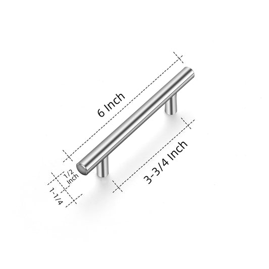 10 Pack 6 inch Cabinet Pulls Brushed Nickel Stainless Steel Kitchen Cupboard Handles Cabinet Handles, 3.75 inch Hole Center