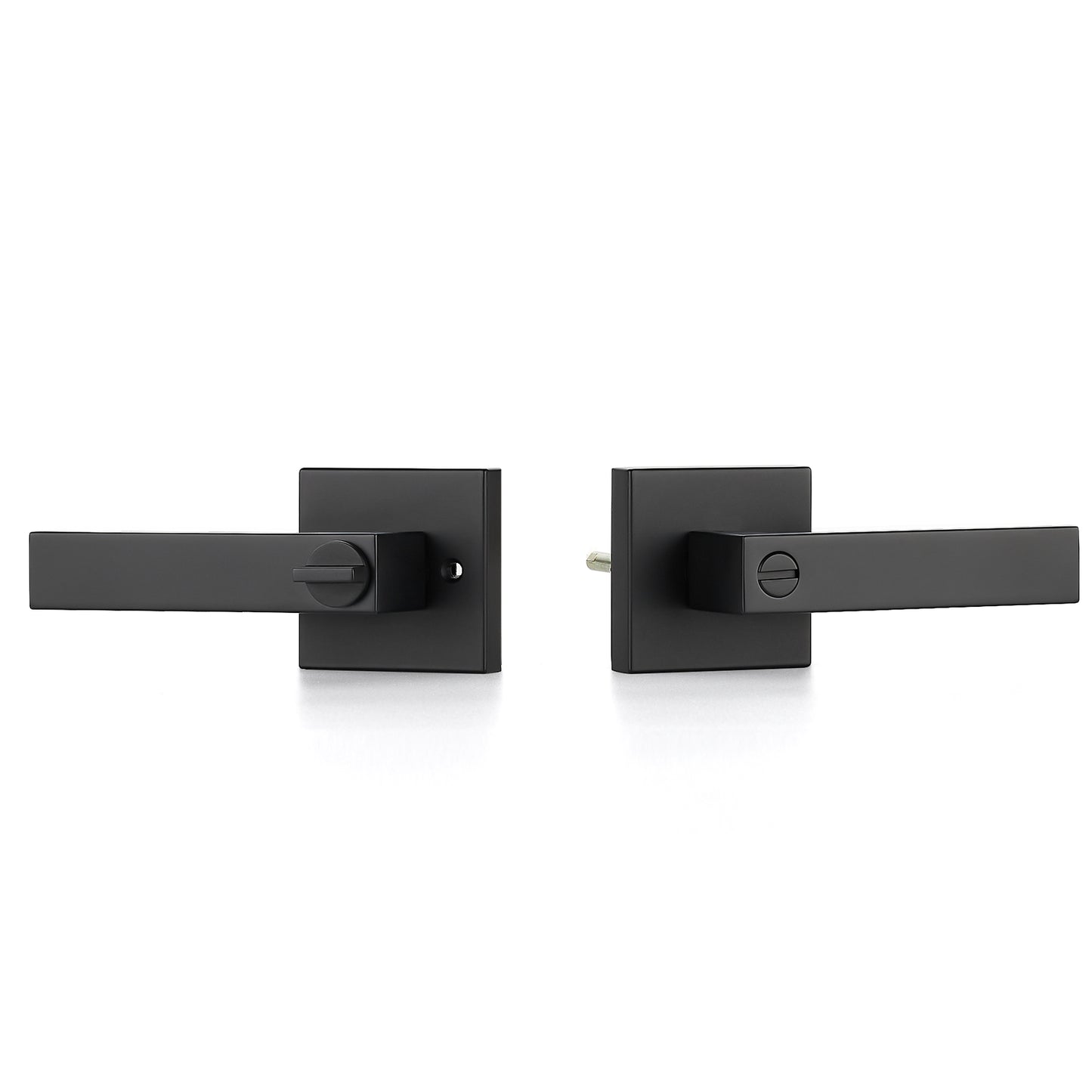 Ravinte Heavy Duty Door Lever Door Lock Square Door Handle Right Left Handing Lever Set Matte Black Finish Privacy Door Levers for Bed and Bath Room Keyless Interior Handles Door Lock Set