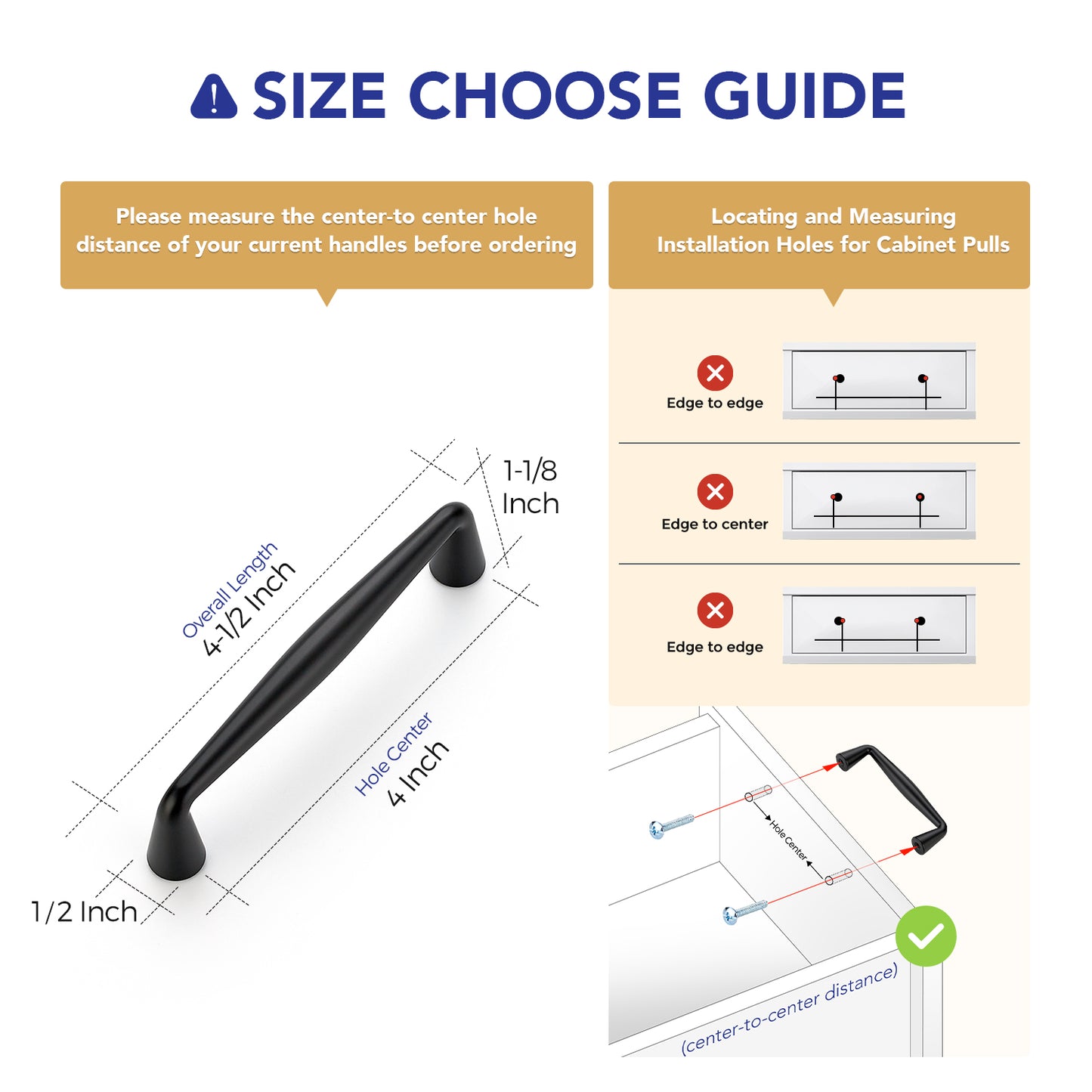 Ravinte Matte Black Cabinet Handles Solid Handles, Zinc Alloy Pull Feel, Modern style, Drawer Pulls, Easy Installation, Screws Included, For Cupboards, Dressers, Cabinets