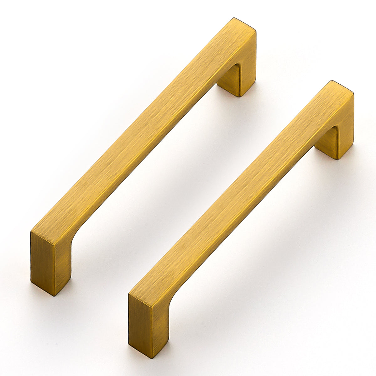 Ravinte Vibrant Brushed Brass Solid Cabinet Handles Square Pulls | Square Design, Deep-Thread Firm Base, Solid Zinc Alloy, Modern Slim Style, Screws Included, for Kitchen Drawers & Cupboards