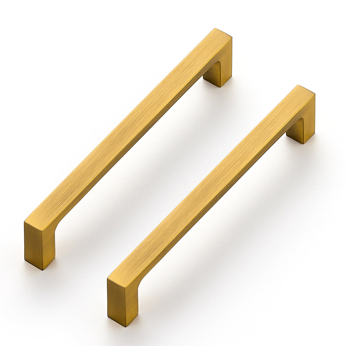 Ravinte Vibrant Brushed Brass Solid Cabinet Handles Square Pulls | Square Design, Deep-Thread Firm Base, Solid Zinc Alloy, Modern Slim Style, Screws Included, for Kitchen Drawers & Cupboards