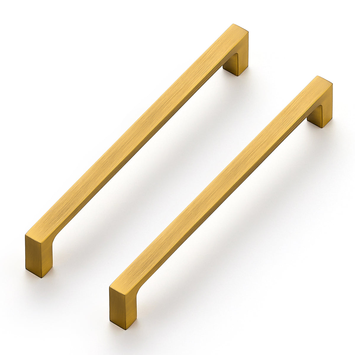 Ravinte Vibrant Brushed Brass Solid Cabinet Handles Square Pulls | Square Design, Deep-Thread Firm Base, Solid Zinc Alloy, Modern Slim Style, Screws Included, for Kitchen Drawers & Cupboards