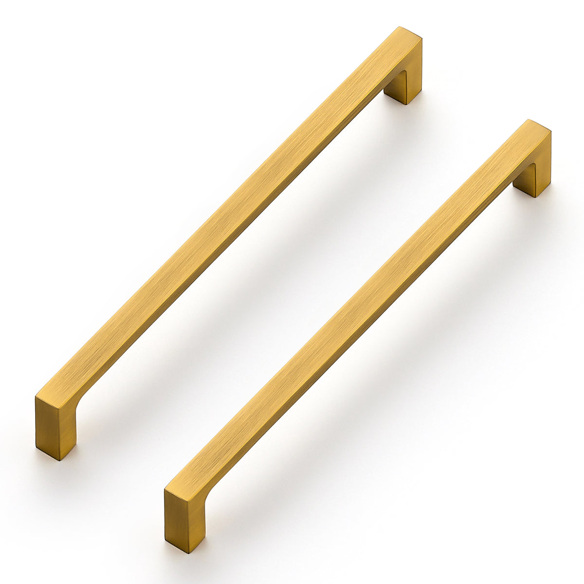 Ravinte Vibrant Brushed Brass Solid Cabinet Handles Square Pulls | Square Design, Deep-Thread Firm Base, Solid Zinc Alloy, Modern Slim Style, Screws Included, for Kitchen Drawers & Cupboards