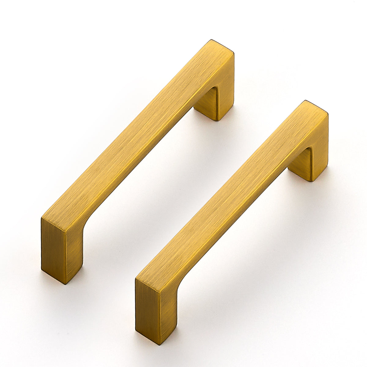 Ravinte Vibrant Brushed Brass Solid Cabinet Handles Square Pulls | Square Design, Deep-Thread Firm Base, Solid Zinc Alloy, Modern Slim Style, Screws Included, for Kitchen Drawers & Cupboards