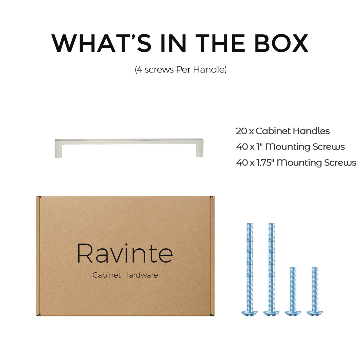 Ravinte Square & Solid Cabinet Handles|Solid Zinc, Modern Style, Screws Included, Drawer Pulls Fit Kitchen Cabinets Hardware & Dresser