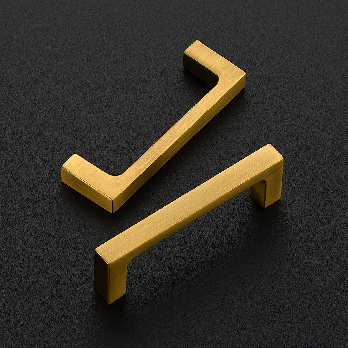 Ravinte Vibrant Brushed Brass Solid Cabinet Handles Square Pulls | Square Design, Deep-Thread Firm Base, Solid Zinc Alloy, Modern Slim Style, Screws Included, for Kitchen Drawers & Cupboards