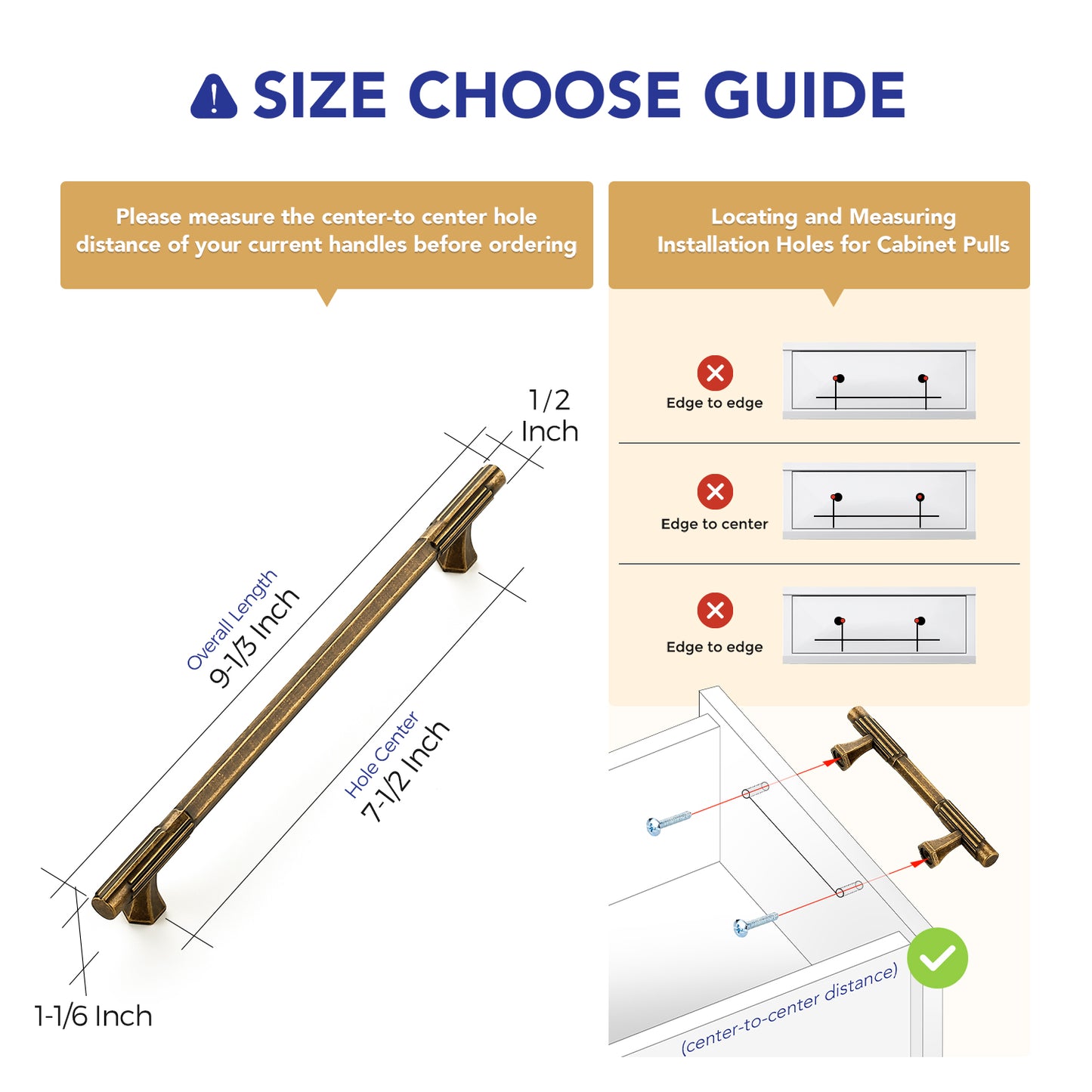 Ravinte Solid Zinc Cabinet Handles,Pulls| Solid Zinc Alloy, Easy to Install, Polygonal Base Hides Scratches, Individual Wrapped, Cabinet Hardware for Cupboard Dresser