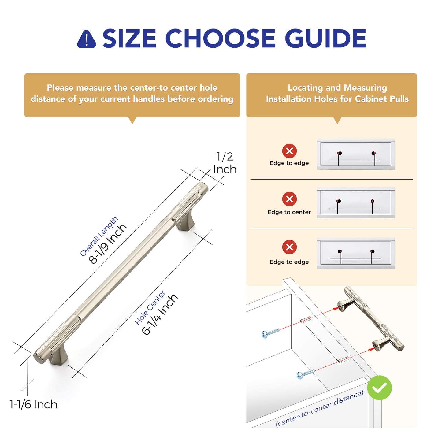 Ravinte Solid Zinc Cabinet Handles,Pulls| Solid Zinc Alloy, Easy to Install, Polygonal Base Hides Scratches, Individual Wrapped, Cabinet Hardware for Cupboard Dresser