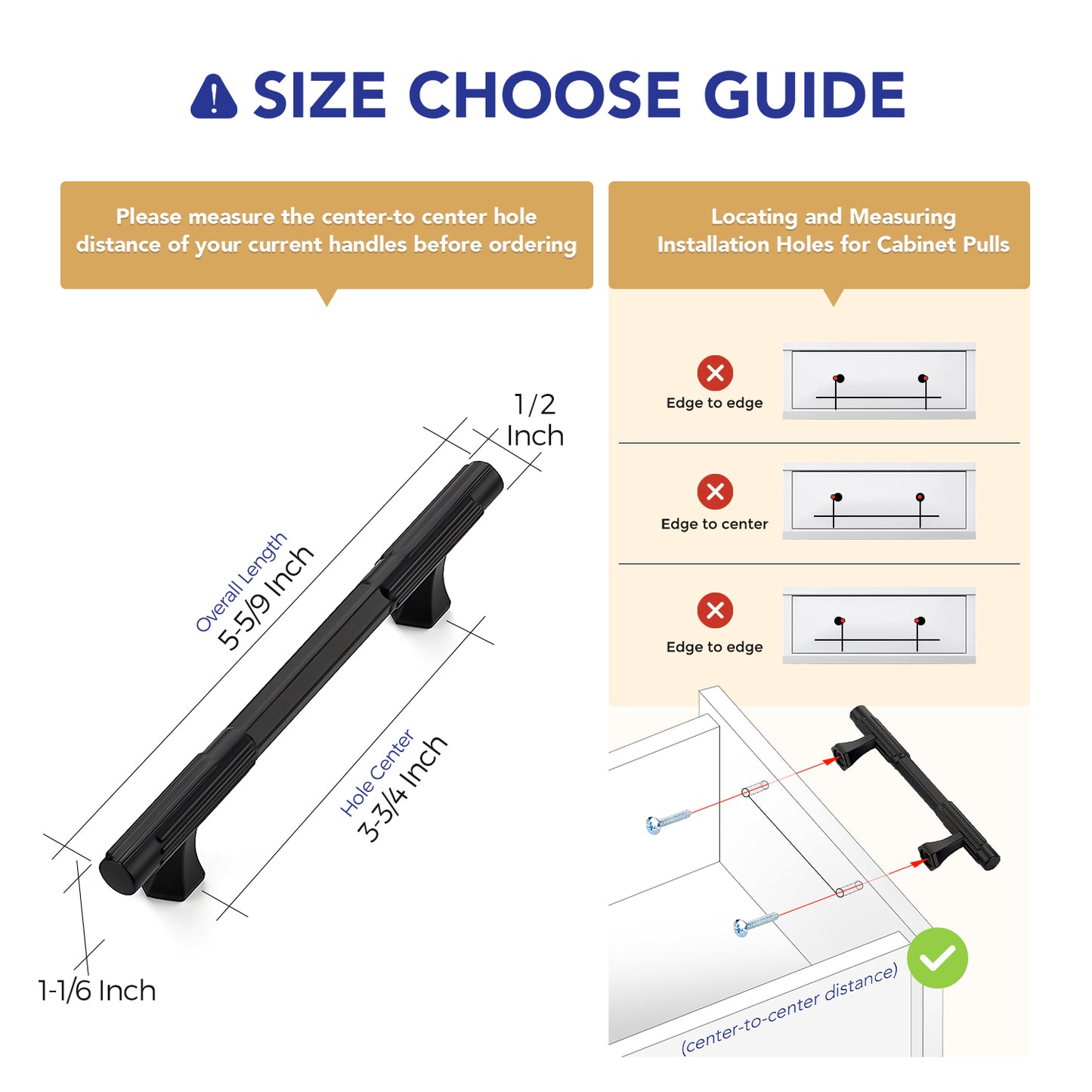 Ravinte Solid Zinc Cabinet Handles,Pulls| Solid Zinc Alloy, Easy to Install, Polygonal Base Hides Scratches, Individual Wrapped, Cabinet Hardware for Cupboard Dresser