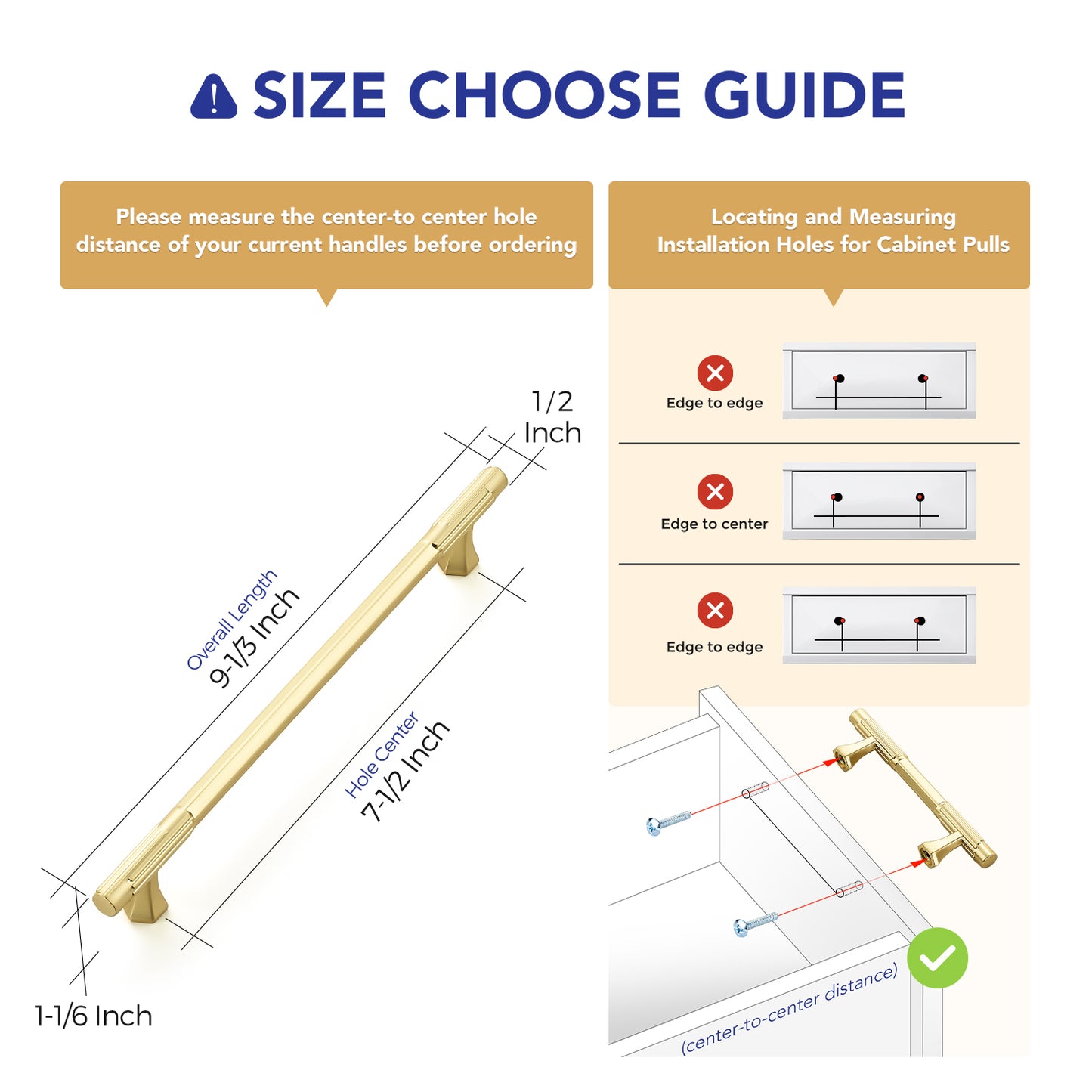 Ravinte Solid Zinc Cabinet Handles,Pulls| Solid Zinc Alloy, Easy to Install, Polygonal Base Hides Scratches, Individual Wrapped, Cabinet Hardware for Cupboard Dresser