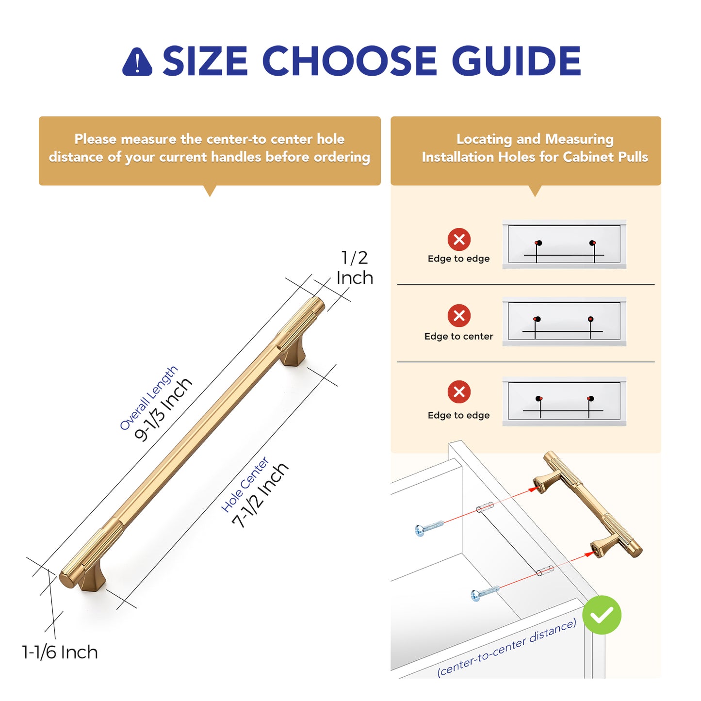 Ravinte Solid Zinc Cabinet Handles,Pulls| Solid Zinc Alloy, Easy to Install, Polygonal Base Hides Scratches, Individual Wrapped, Cabinet Hardware for Cupboard Dresser