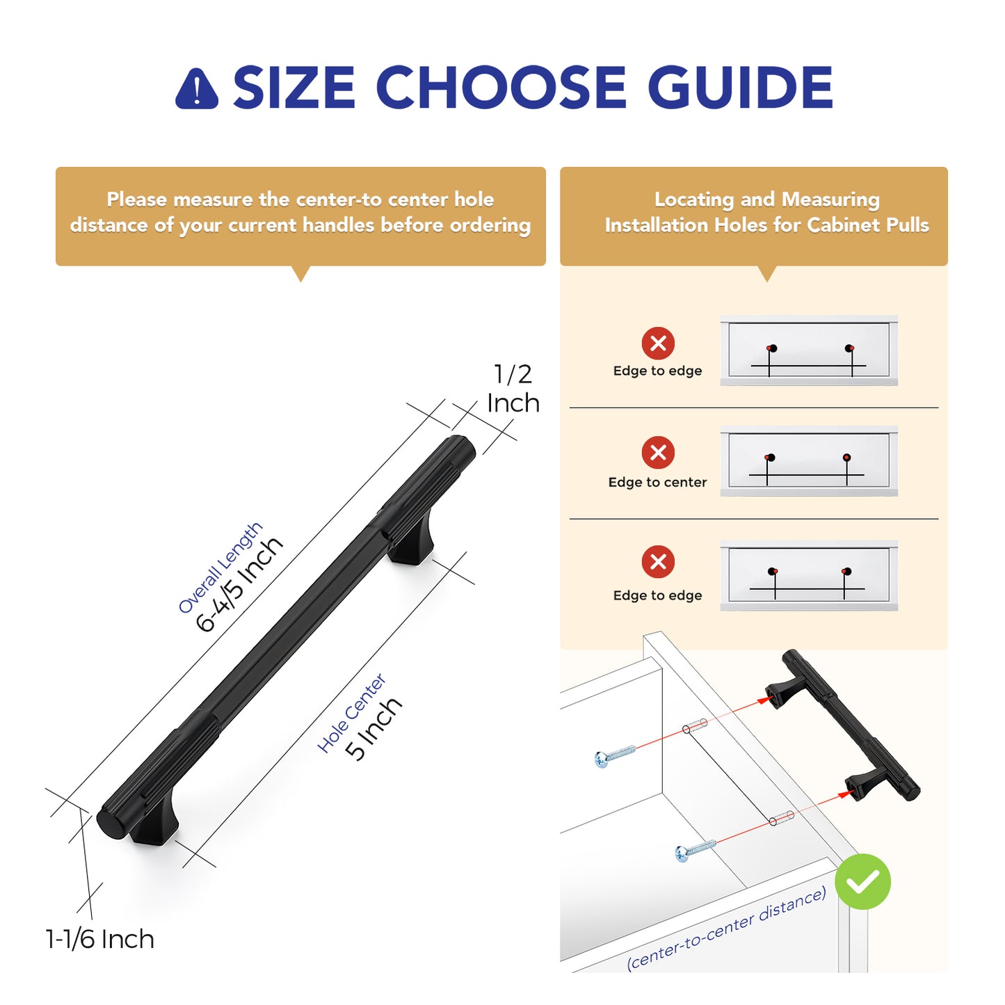 Ravinte Solid Zinc Cabinet Handles,Pulls| Solid Zinc Alloy, Easy to Install, Polygonal Base Hides Scratches, Individual Wrapped, Cabinet Hardware for Cupboard Dresser