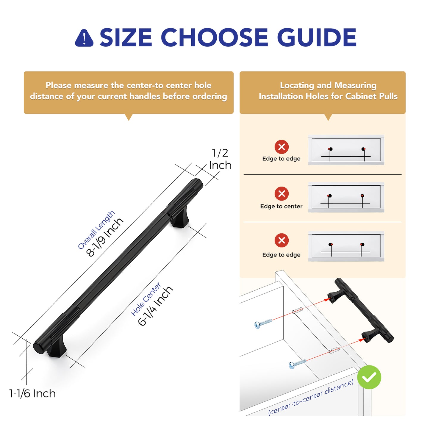 Ravinte Solid Zinc Cabinet Handles,Pulls| Solid Zinc Alloy, Easy to Install, Polygonal Base Hides Scratches, Individual Wrapped, Cabinet Hardware for Cupboard Dresser