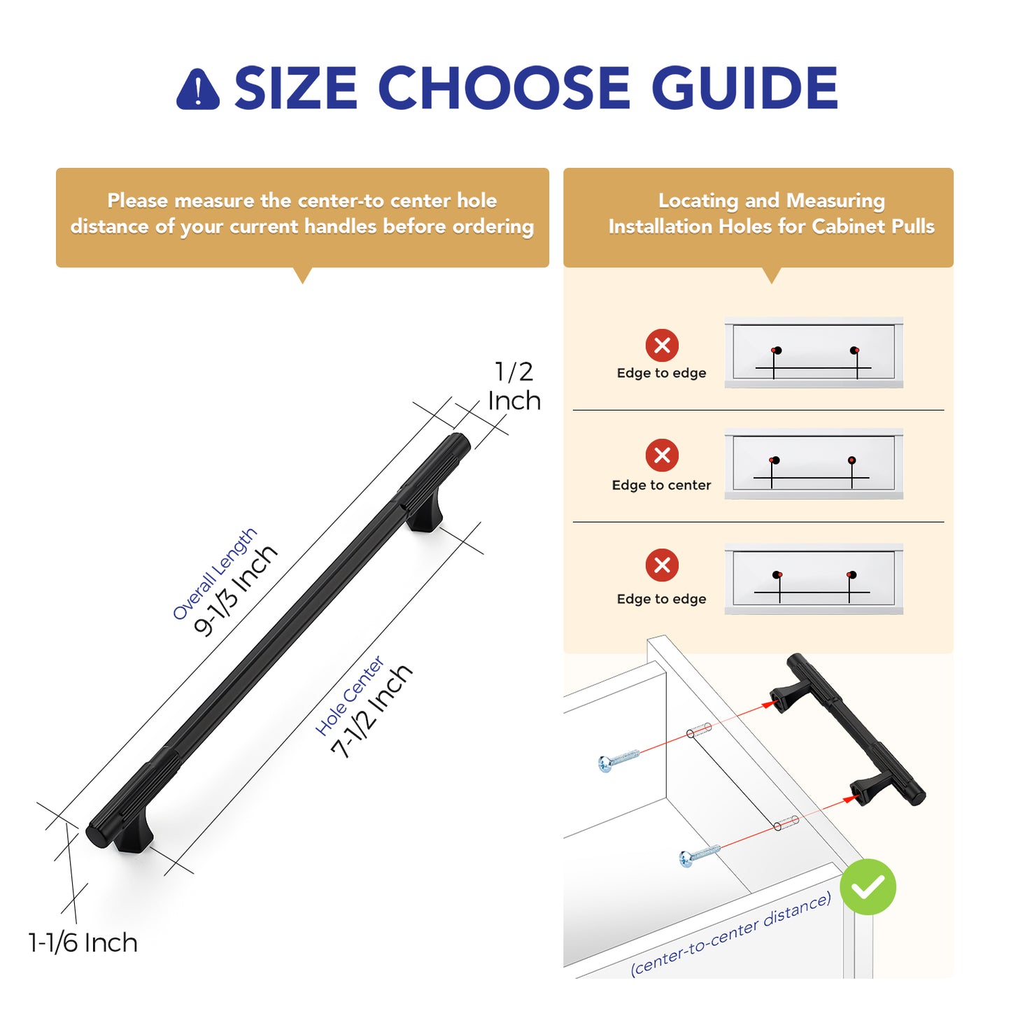 Ravinte Solid Zinc Cabinet Handles,Pulls| Solid Zinc Alloy, Easy to Install, Polygonal Base Hides Scratches, Individual Wrapped, Cabinet Hardware for Cupboard Dresser