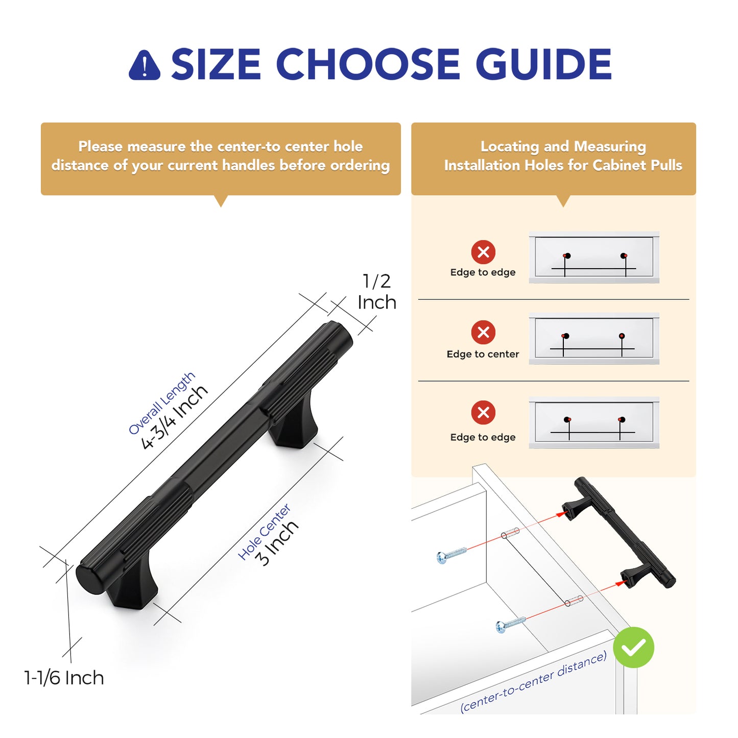 Ravinte Solid Zinc Cabinet Handles,Pulls| Solid Zinc Alloy, Easy to Install, Polygonal Base Hides Scratches, Individual Wrapped, Cabinet Hardware for Cupboard Dresser