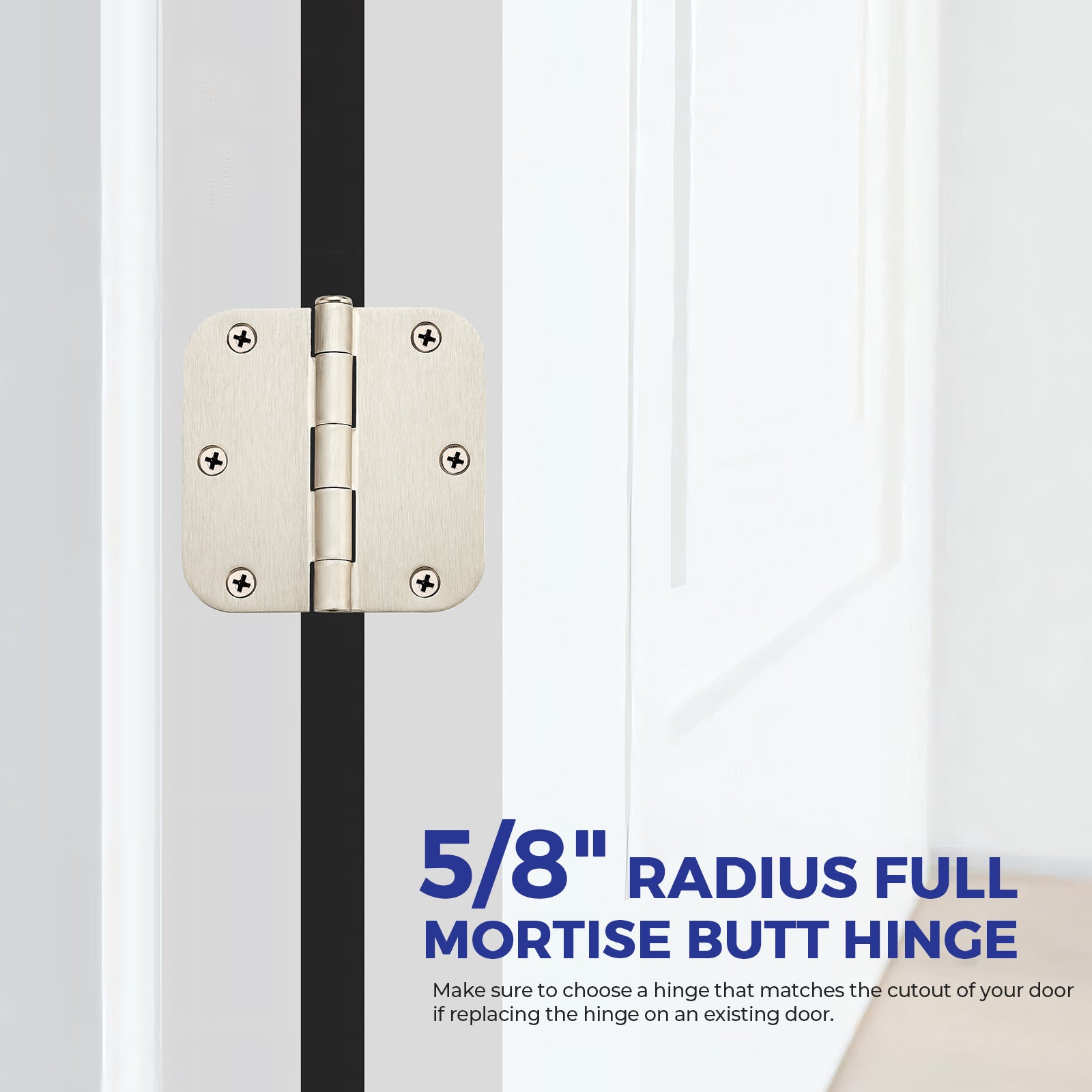 Ravinte Door Hinges 3 ½"x 3 ½" Door Hardware Controls Rounded 5/8" Radius Corners Interior Door Hinges, Steel Bifold Residential Standard  Hinges 3.8" for Interior Doors.