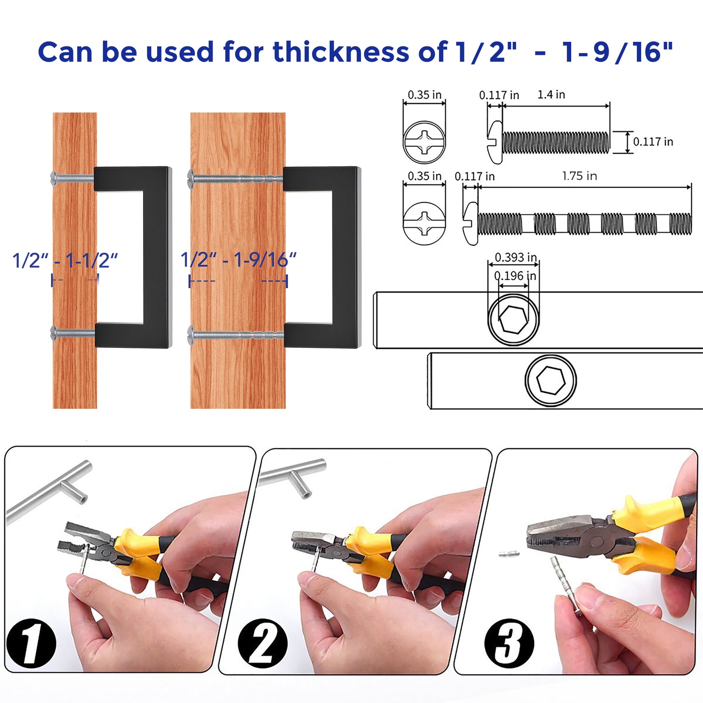 Ravinte Square Pulls Cabinet Handles | Stainless Steel Pull Feel, Square Bar Grip, Smooth Touch, Screwdriver Included, For Cupboards, Drawers, Dressers, Cabinets
