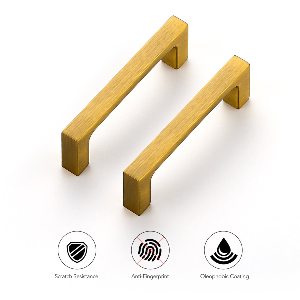 Ravinte Vibrant Brushed Brass Solid Cabinet Handles Square Pulls | Square Design, Deep-Thread Firm Base, Solid Zinc Alloy, Modern Slim Style, Screws Included, for Kitchen Drawers & Cupboards
