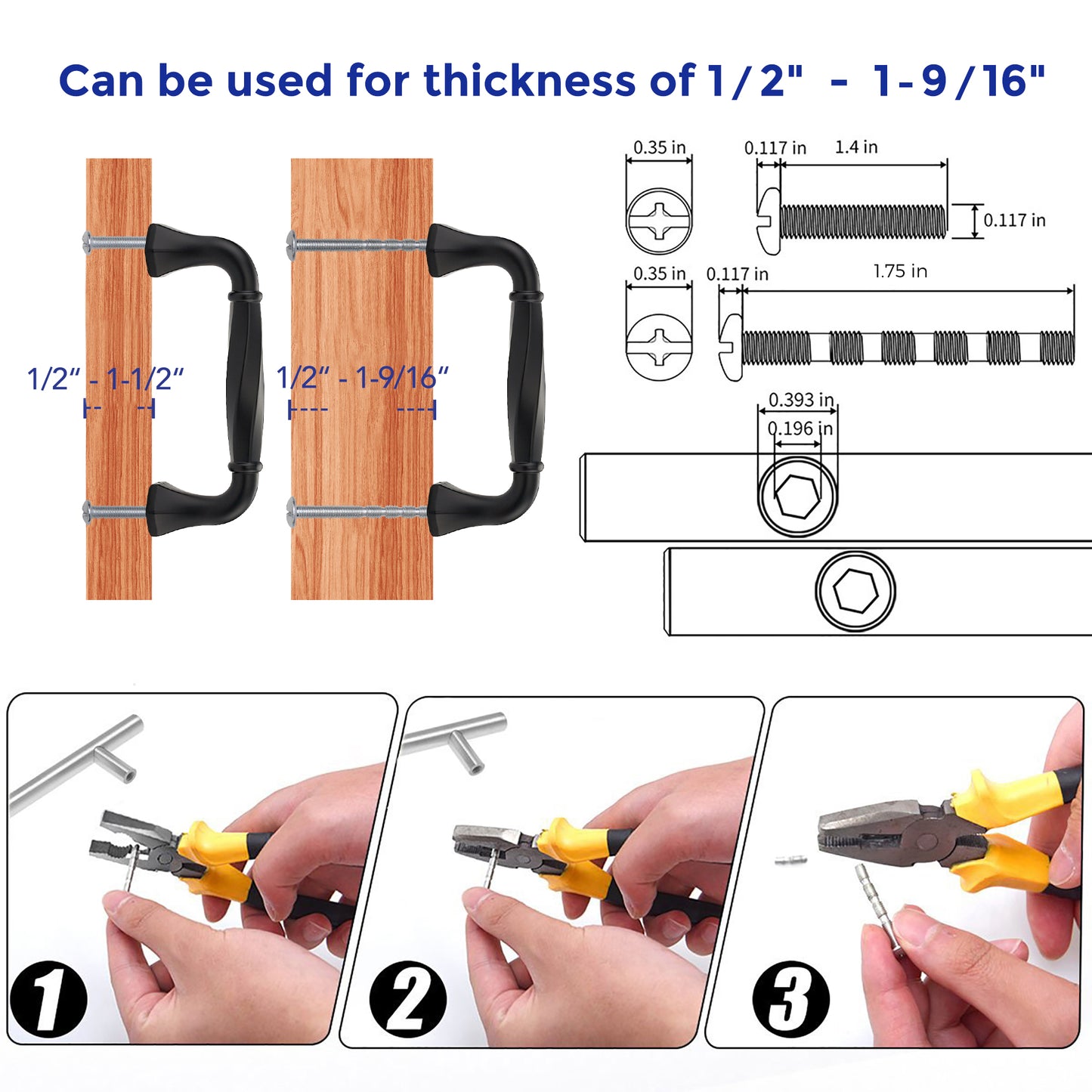 Ravinte Zinc Alloy Cabinet Handles, Pulls| Solid Zinc Alloy, Polygonal Base Hides Scratches, Easy to Install, Individual Wrapped, Cabinet Hardware for Cupboard Dresser
