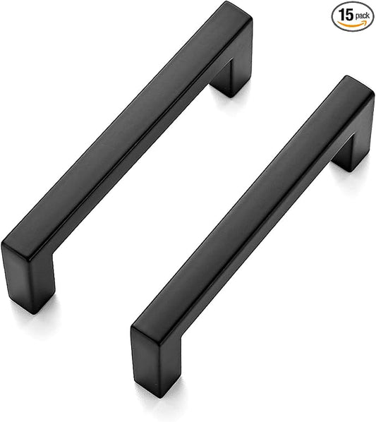 Ravinte 15 Pack Solid 3 Inch Center to Center Slim Square Bar Drawer Handles Kitchen Cabinet Handles Black Drawer Pulls Kitchen Cabinet Hardware Handles Matte Black Cabinet Pulls
