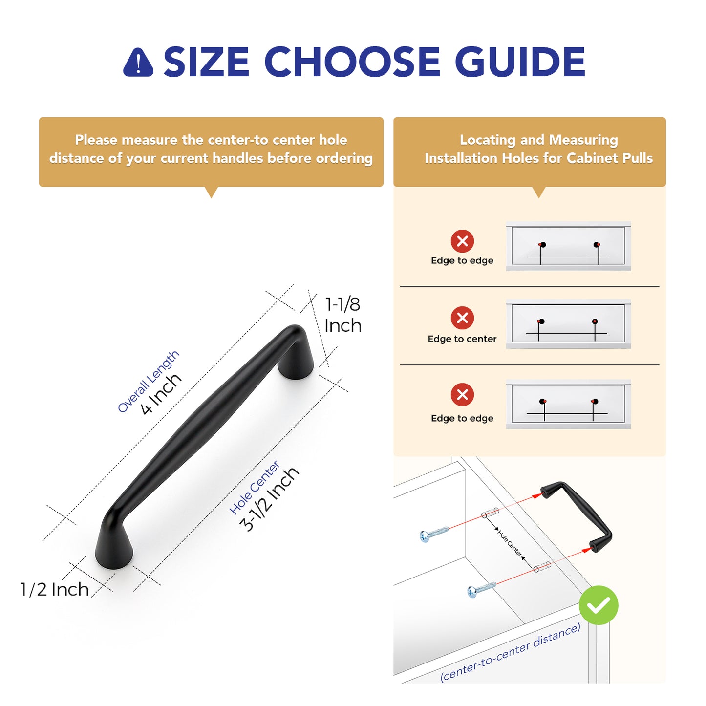 Ravinte Matte Black Cabinet Handles Solid Handles, Zinc Alloy Pull Feel, Modern style, Drawer Pulls, Easy Installation, Screws Included, For Cupboards, Dressers, Cabinets