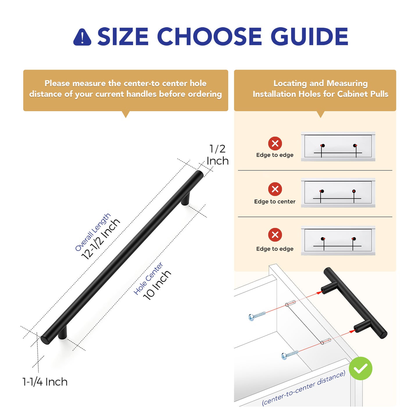 Ravinte Cabinet Handles,Round T Pulls | with Screwdriver, Stainless Steel Pulls, Smooth Edges, Round Shape, for Dresser Drawer Cupboard Handles