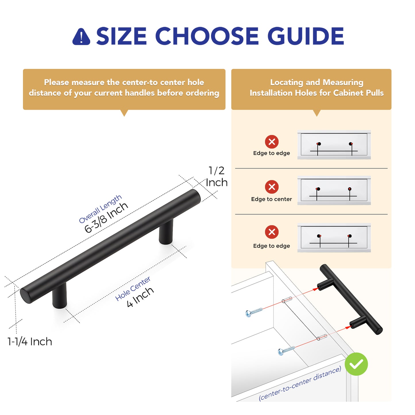 Ravinte Cabinet Handles,Round T Pulls | with Screwdriver, Stainless Steel Pulls, Smooth Edges, Round Shape, for Dresser Drawer Cupboard Handles