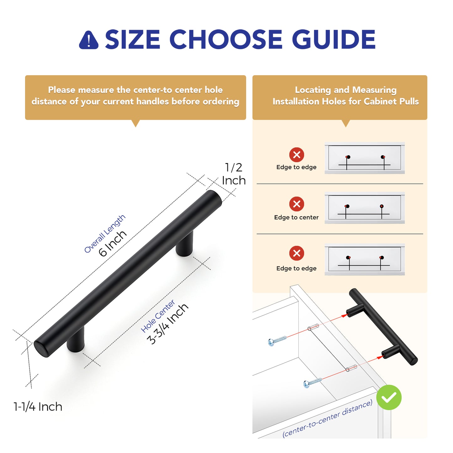 Ravinte Cabinet Handles,Round T Pulls | with Screwdriver, Stainless Steel Pulls, Smooth Edges, Round Shape, for Dresser Drawer Cupboard Handles