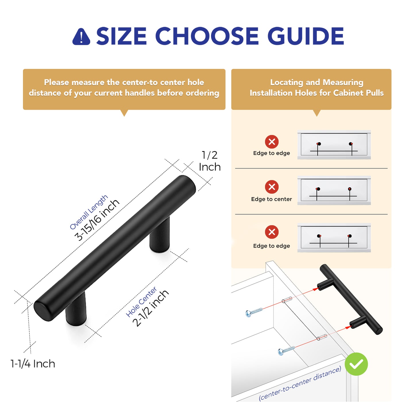 Ravinte Cabinet Handles,Round T Pulls | with Screwdriver, Stainless Steel Pulls, Smooth Edges, Round Shape, for Dresser Drawer Cupboard Handles