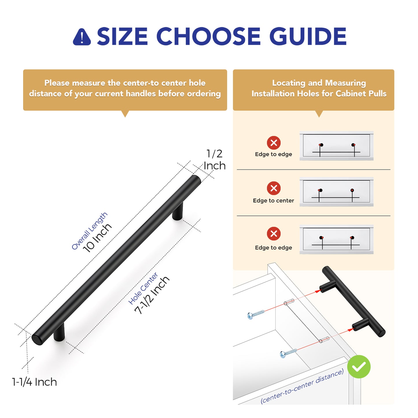 Ravinte Cabinet Handles,Round T Pulls | with Screwdriver, Stainless Steel Pulls, Smooth Edges, Round Shape, for Dresser Drawer Cupboard Handles
