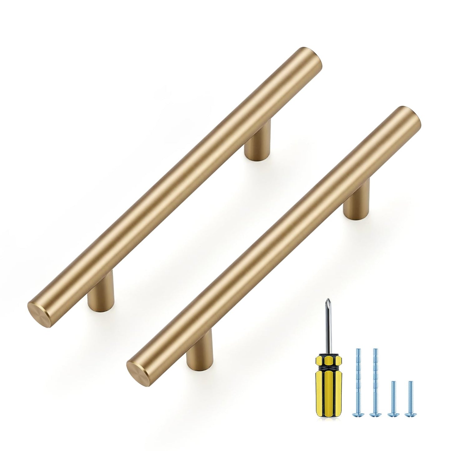 Ravinte 30 Pack Kitchen Cabinet Handles Champagne Bronze 3-1/2 Inch Hole Center Stainless Steel Pulls for Dresser Drawer Cupboard Handles with Screwdriver, 6 Inch Length
