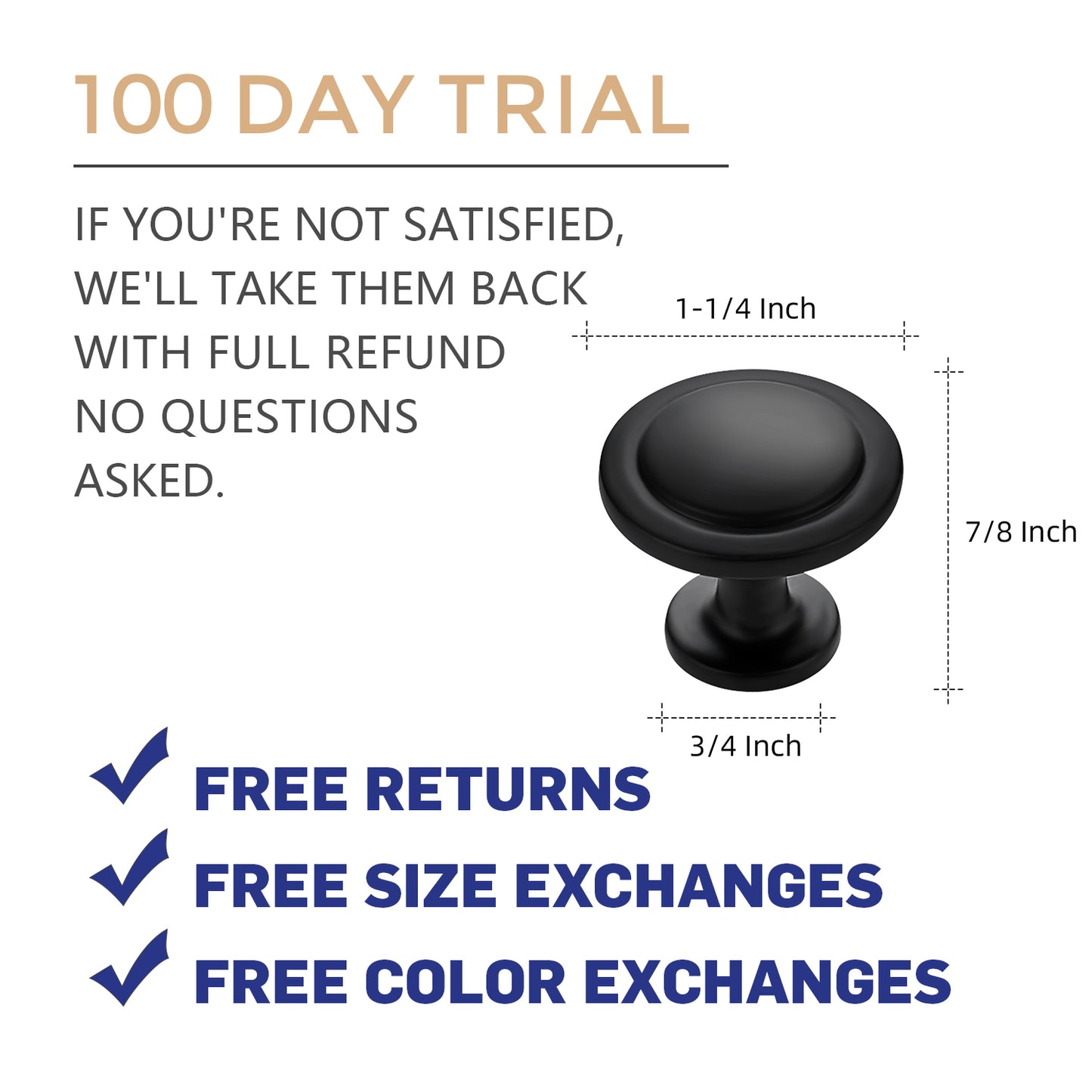 Ravinte 10 Pack 1-1/4 inch Kitchen Cabinet Knobs Drawer Knobs Dresser Knobs Matte Black Zinc Knobs Drawer Pulls Door Knobs Dresser Drawer Handles Knobs for Dresser Drawers