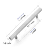 Ravinte 7.38'' Square Cabinet Pulls Matte Black Stainless Steel Kitchen Drawer Pulls Cabinet Handles 7-3/8”Length,5” Hole Center…