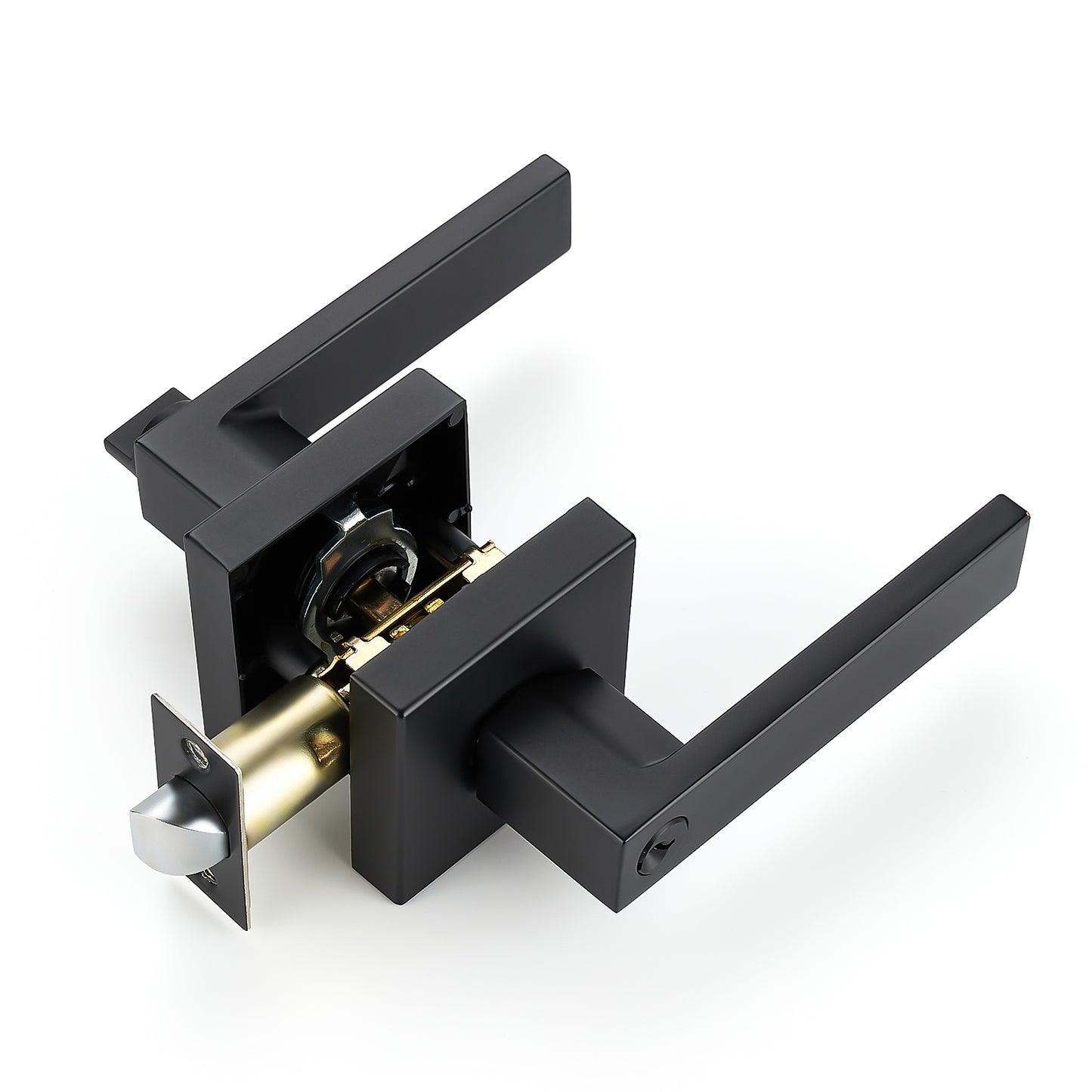 Ravinte  Heavy Duty Door Lever Door Lock Square Door Handles Right Left Handing Lever Set Matte Black Finish Entry Door Levers Front and Exterior Door Handle Set (Not Keyed Alike)