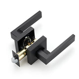 Ravinte  Heavy Duty Door Lever Door Lock Square Lever Door Handles Right Left Handing Lever Set Matte Black Finish Passage Door Levers Dummy Door Lever Set Interior Keyless Non-Locking Levers