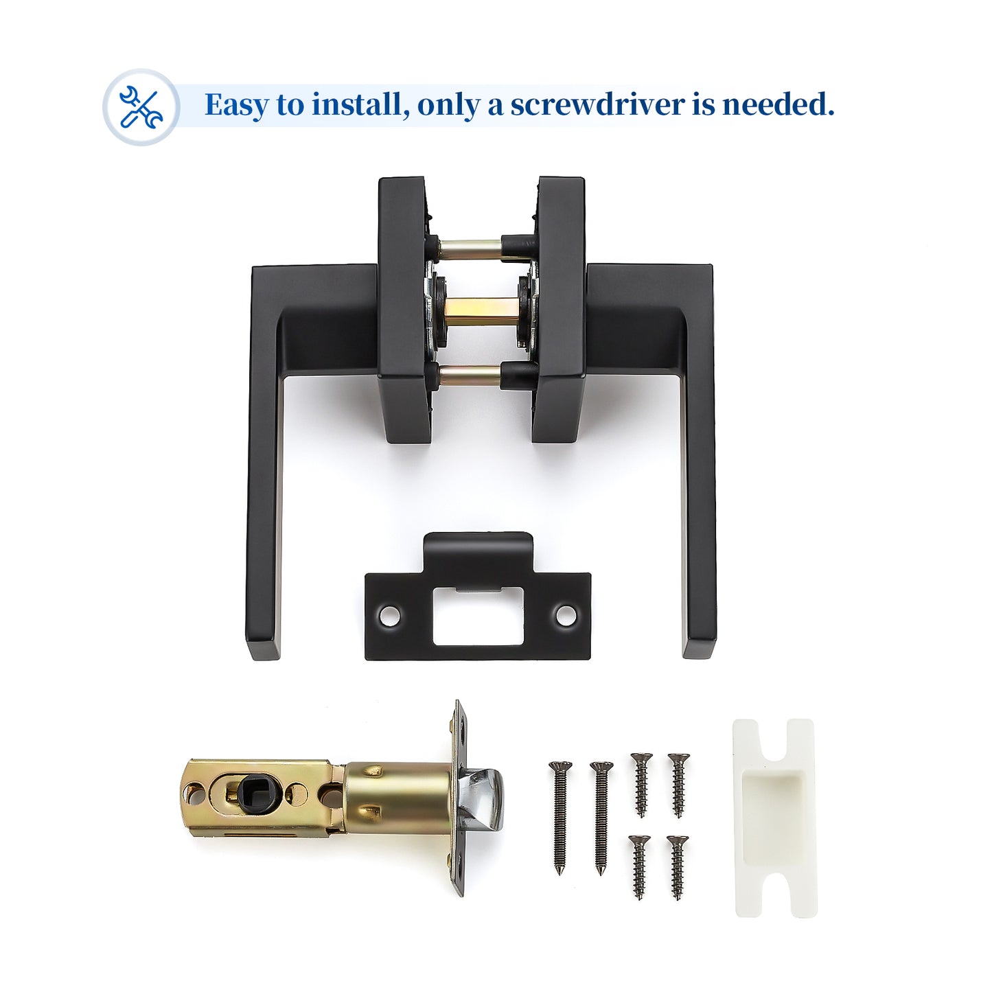 Ravinte  Heavy Duty Door Lever Door Lock Square Lever Door Handles Right Left Handing Lever Set Matte Black Finish Passage Door Levers Dummy Door Lever Set Interior Keyless Non-Locking Levers