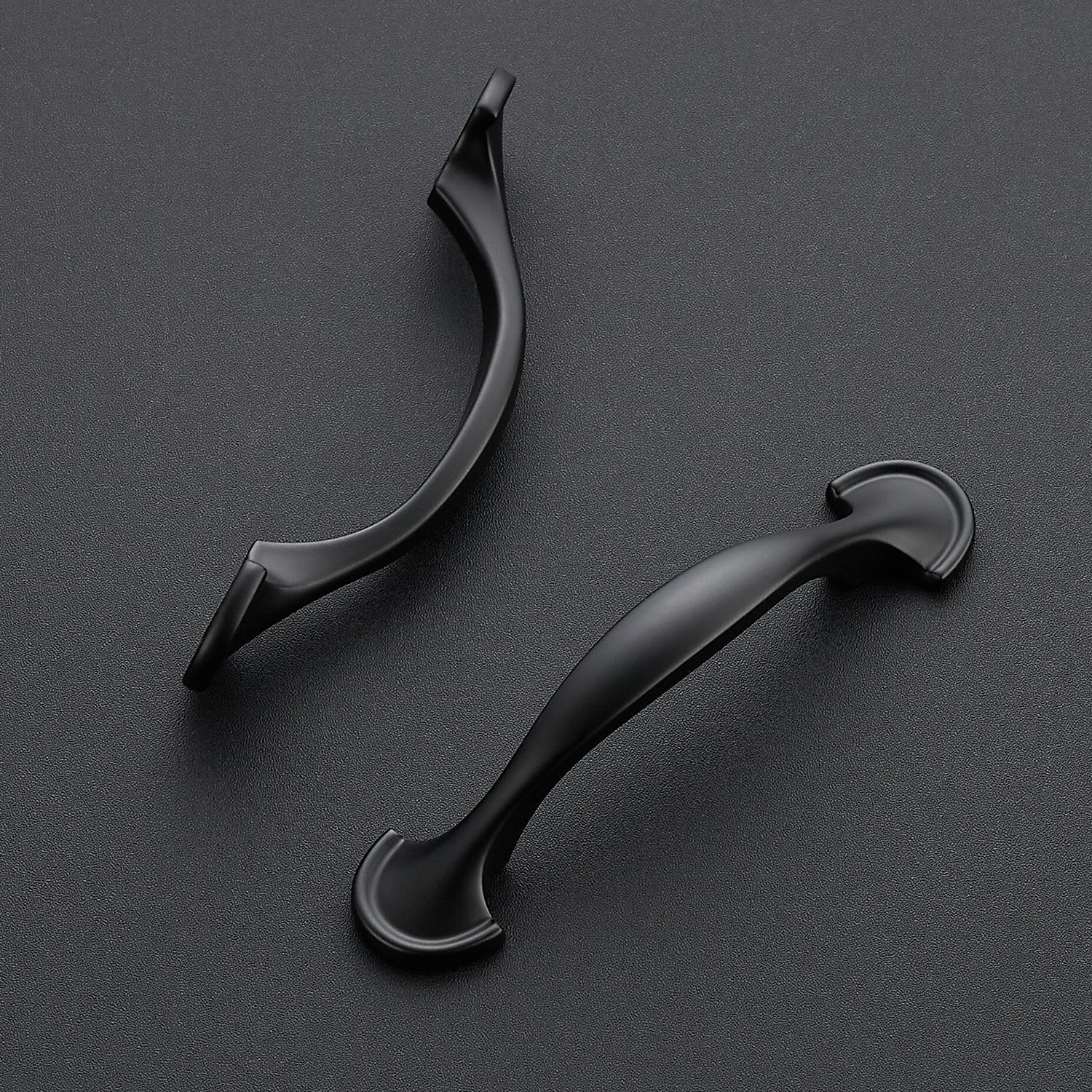 Galvanized Rounded Handle Ravinte Solid Rounded Foot Arch Kitchen Cabinet Handles Matte Black Cu ...