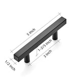 Ravinte 5 inch Square Cabinet Pulls Matte Black Stainless Steel Kitchen Drawer Pulls Cabinet Handles 5”Length, 3” Hole Center