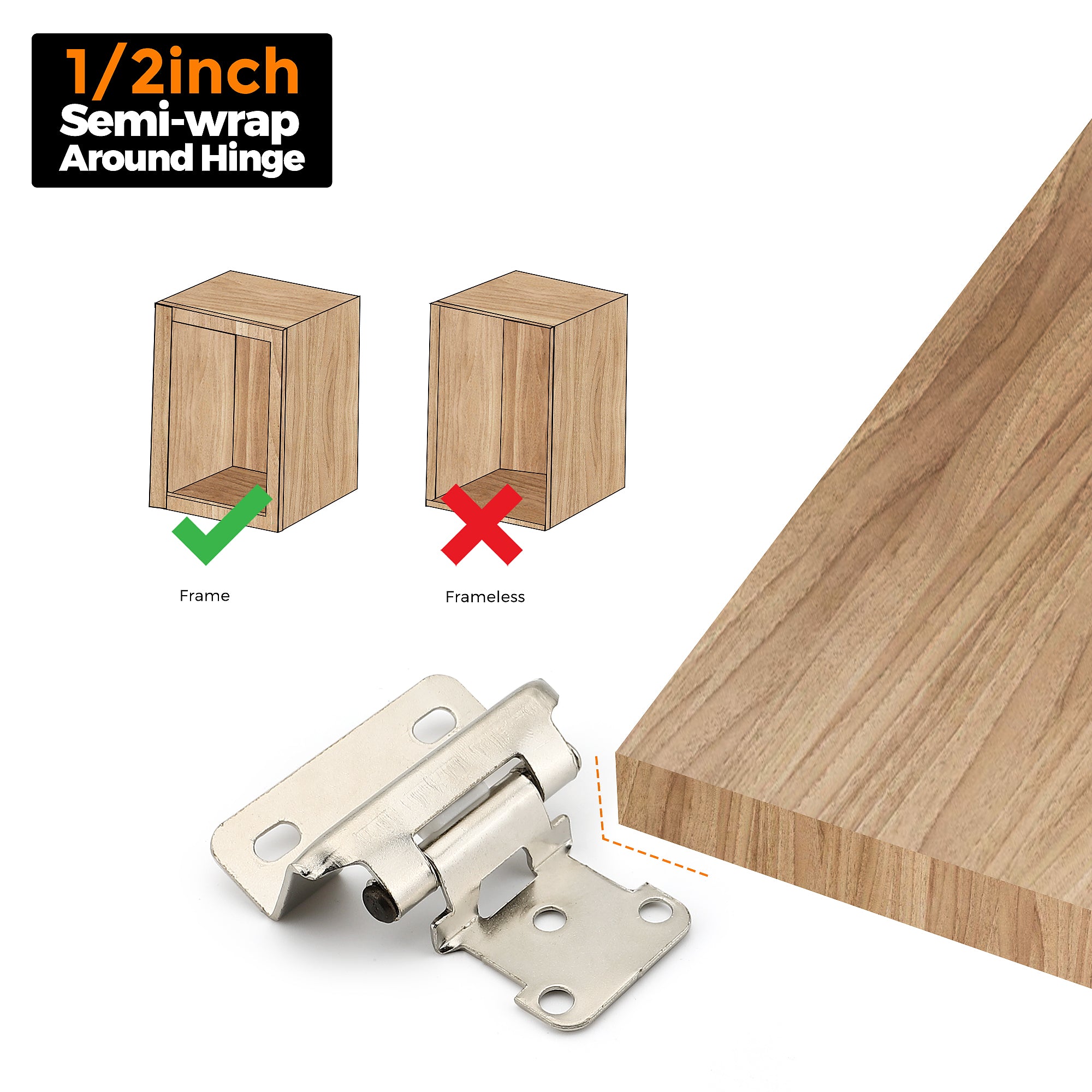 Ravinte 1/2 inch Overlay Kitchen Cabinet Hinges Self Closing Cabinet D