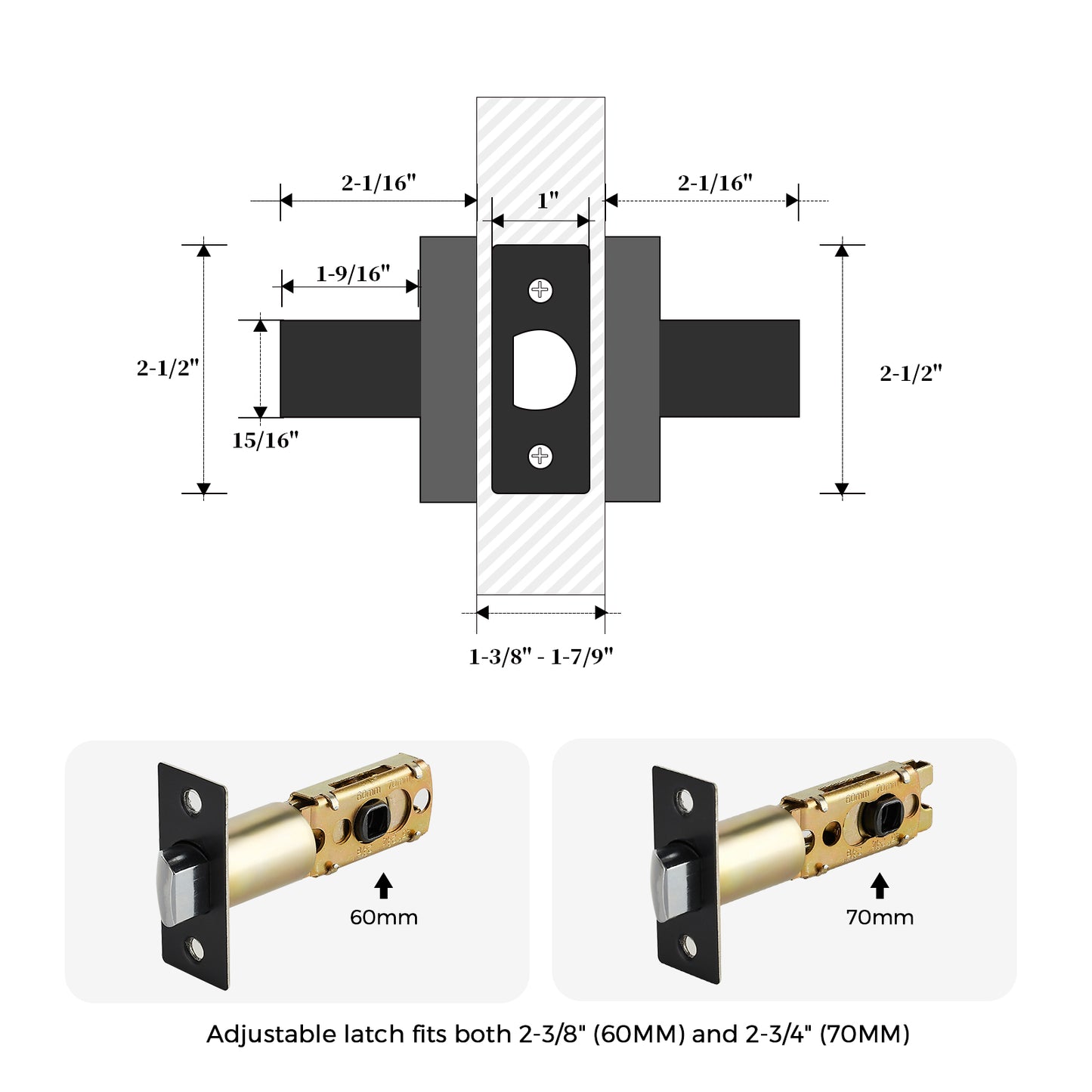 Ravinte  Heavy Duty Door Lever Door Lock Square Door Handles Right Left Handing Lever Set Matte Black Finish Entry Door Levers Front and Exterior Door Handle Set (Not Keyed Alike)