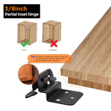 Ravinte 3/8" Inset Matte Black & Sastin Nickel Cabinet Hinge,Self Closing Hinges for Kitchen/Bathroom/Furniture Cabinets & Doors,Decorative Cabinet Hardware Kitchen Cabinet Hinges with Door Bumpers