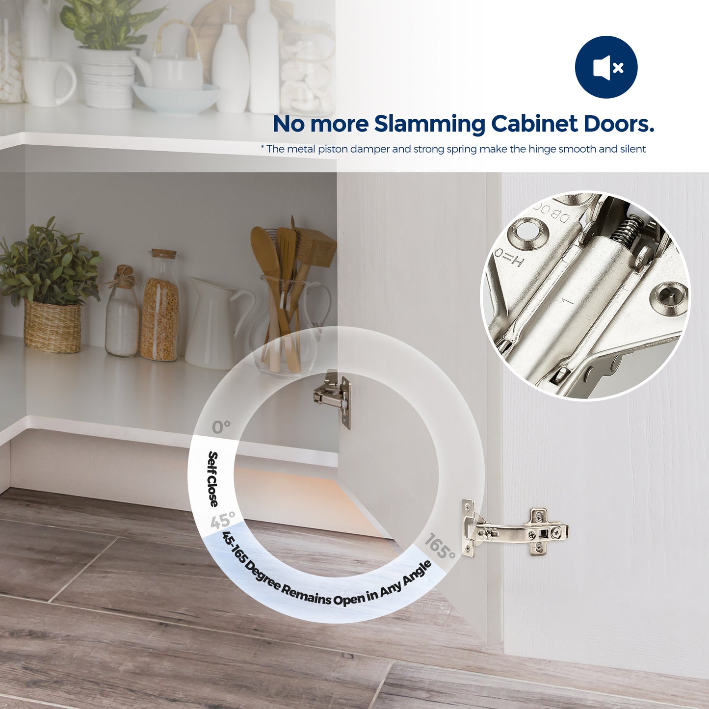 Hydraulic Adjustable Kitchen Cabinet Hinges Compatible with Lazy Susan Corner Kitchen Cabinets, Full Overlay Face Frame Concealed Kitchen Hidden Corner Cabinet Hardware for Folded Door and Cupboard