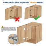 European Kitchen Cabinet Hinges Soft Close Cabinet Door Hinges Heavy-Duty Frameless Adjustable Concealed Cabinet Cup Hinge